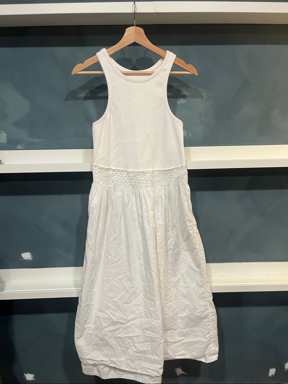 Women’s White Sleeveless Smocked Waist Dress